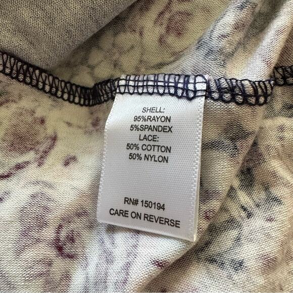 Living Doll Blue Pink Floral Lace Long Sleeve Boho Blouse Top Size Large NEW - Picture 11 of 13